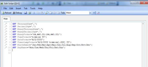 window of edit Script